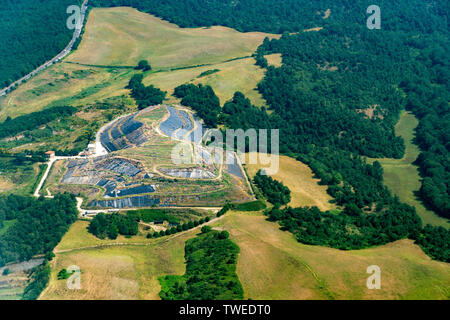 Slate pit in italy aerial view from airplane Stock Photo