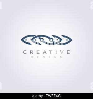Hook Fishing Illustration Design Clipart Symbol Logo Template. Stock Vector