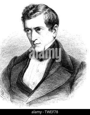 David Friedrich Strauss, 1808-1874, a German liberal Protestant theologian and writer, 1885, historical woodcut, Germany Stock Photo