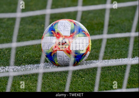 Bologna, Italy. 19th June, 2019. Offical Ball of Euro Under 21 Championship during the 2019 UEFA EURO U-21 Championship match between Italy U-21 and Poland U-21 at Stadio Renato Dall'Ara, Bologna, Italy on 19 June 2019. Photo by Giuseppe Maffia. Credit: UK Sports Pics Ltd/Alamy Live News Stock Photo