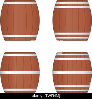 Vector illustration. Four barrel icons in clean style. Wine culture. Stock Vector