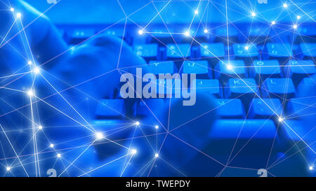 Science tech abstract background, cybersecurity IT, connections abstract concept Stock Photo
