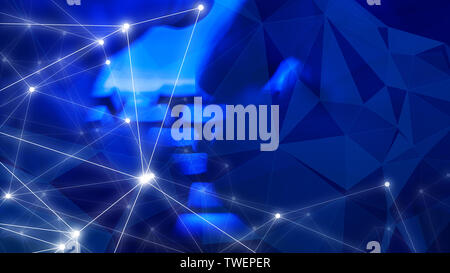 Digital technology new artificial intelligence project, graphic abstract shapes connected Stock Photo