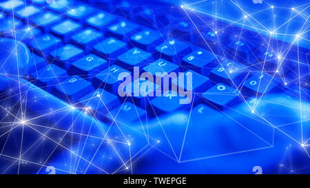 New technology algorithm programming, abstract geometrical shapes connection Stock Photo