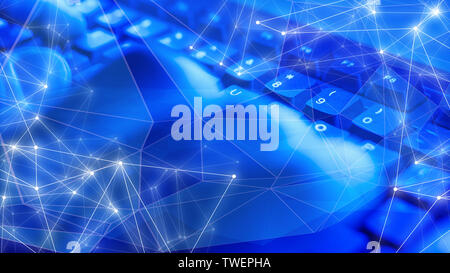 Digital world neural network machine learning new algorithm, triangles lines and dots Stock Photo