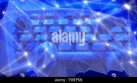 Cybersecurity threat, artificial intelligence cyber dots and lines connection Stock Photo