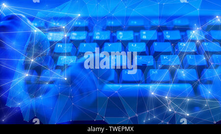 Cyber security threat, bank office cyber security, abstract shapes connection Stock Photo