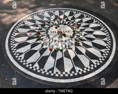 John Lennon's Imagine memorial, Strawberry Fields Forever, Central Park, New York City, New York, USA Stock Photo