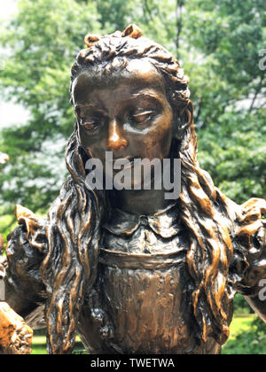 Close up of the Alice In Wonderland Statue, Central Park, New York City, New York, USA Stock Photo
