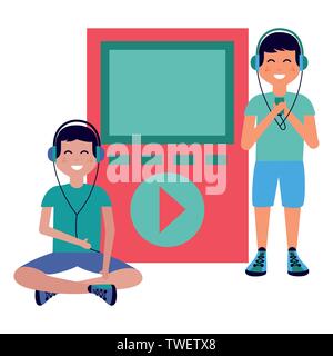 people listening music Stock Vector