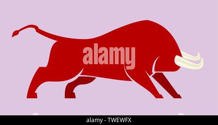Brave bull icon in flat and clean style. Isolated. Stock Vector