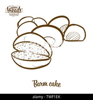 Hand drawn sketch of Barm cake bread. Vector drawing of Yeast bread ...