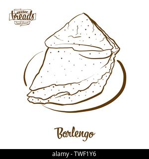 Borlengo bread vector drawing. Food sketch of Pancake, usually known in Italy. Bakery illustration series. Stock Vector