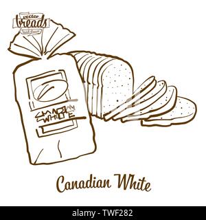 Canadian White bread vector drawing. Food sketch of White, usually known in Canada. Bakery illustration series. Stock Vector