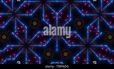 blue kaleidoscope pattern with, geometric mandala with colorful and glowing, different colors and shapes wallpaper, background with abstract flowers Stock Photo