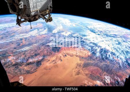 The beauty in nature of our planet Earth seen from the International Space Station (ISS). The image is a public domain handout by NASA. The contributo Stock Photo