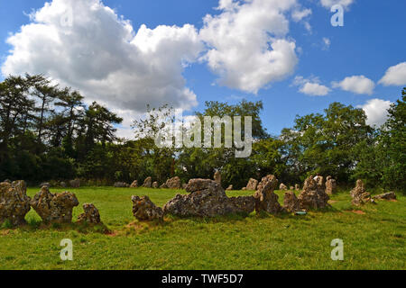 The King's Men stone circle, The Rollright Stones, Stone Court, Great Rollright, Chipping Norton, Oxfordshire, UK Stock Photo