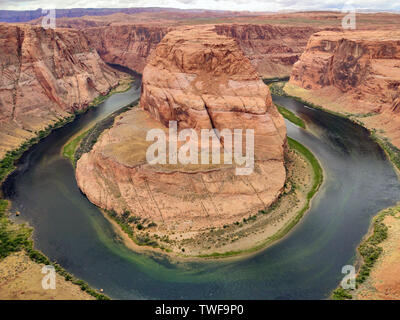 Horseshoe bend, Arizona, United States. Horseshoe-shaped incised meander of the Colorado River near the town of Page Stock Photo