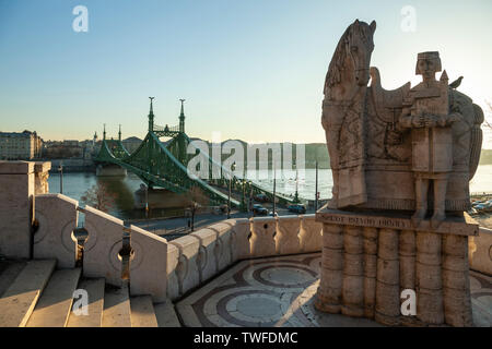 St Stephen Kiraly statue on Gellert Hill in Budapest. Stock Photo