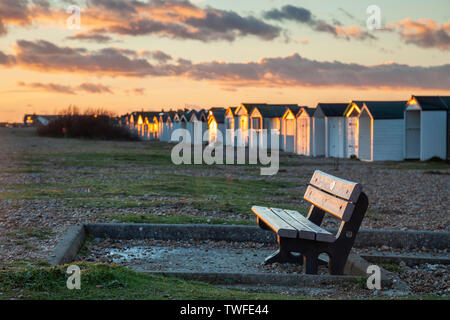 Winter sunset on Shoreham beach. Stock Photo