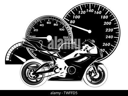 Artistic stylized motorcycle racer in motion. illustration Stock Vector