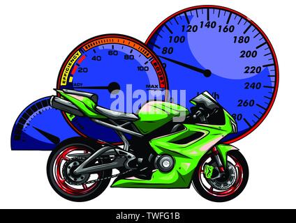 Artistic stylized motorcycle racer in motion. illustration Stock Vector