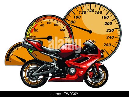 Artistic stylized motorcycle racer in motion. illustration Stock Vector