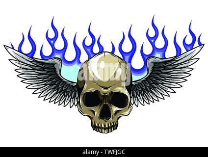 Winged skull grim reaper drawing in a vintage retro woodcut etched or engraved style vector Stock Vector