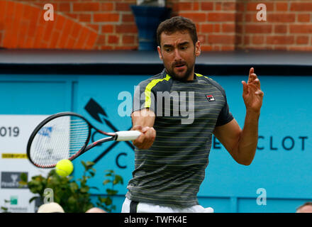 London, UK. 20th June, 2019. LONDON, ENGLAND - JUNE 20: Marin Cilic (CRO) against Diego Schwartzman (ARG) during Day 4 of the Fever-Tree Championships at Queens Club on June 20, 2019 in London, United Kingdom. Credit: Action Foto Sport/Alamy Live News Stock Photo