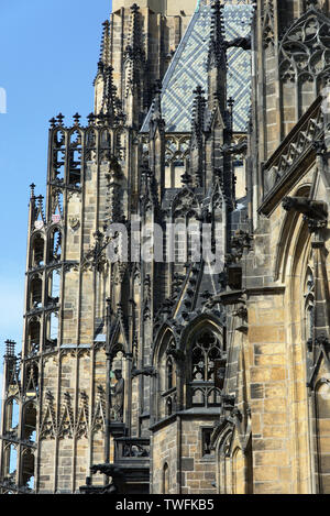 Detailed view on St. Vitus Cathedral on the Hradschin in Prague, Czech Republic Stock Photo