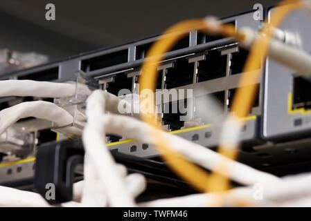 Internet service provider communications equipment. Stock Photo
