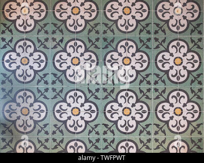 Floor tiles with floral pattern. Seamless pattern abstract background concept. Stock Photo