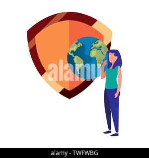 copyright of intellectual digital woman world vector illustration Stock Vector
