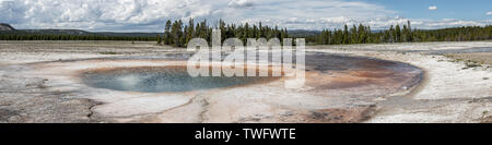 Panorama of Opal Pool, near Grand Prismatic Spring, in the Midway Geyser Basin, Stock Photo