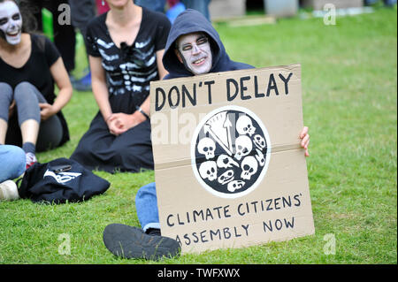 Edinburgh, UK. 20th June, 2019. Extinction Rebellion Protest outside the Scottish Parliament. Credit: Colin Fisher/Alamy Live News Stock Photo