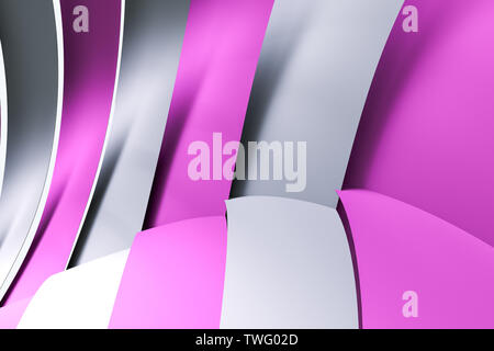 Three-dimensional rendering, pink and white flow background Stock Photo