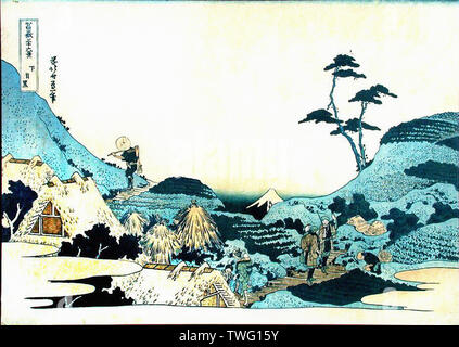 Hokusai - Landscape With Two Falconers Stock Photo