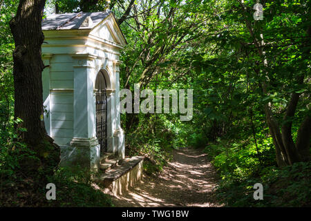 One cabin of the Stations of the Cross along forest trail in Kőszeg, Hungary Stock Photo
