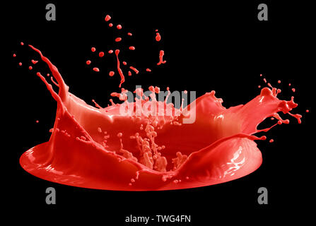 red paint splash isolated on black background Stock Photo