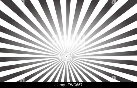 Vector pop art colorful rays background. White rays on a black background Stock Vector