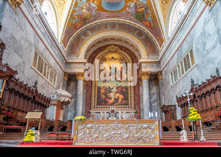 Main altar of Esztergom Basilica. Primatial Basilica of the Blessed Virgin Mary Assumed to Heaven and St Adalbert Stock Photo