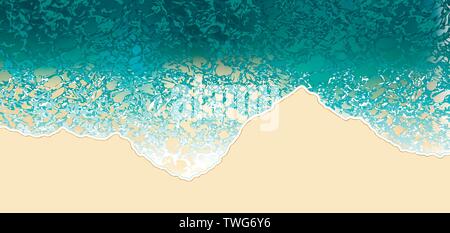 Sea aerial view, ocean waves top view nature background vector illustration Stock Vector