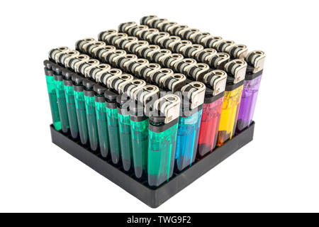 Cigarette lighter set sort,isolated on background Stock Photo