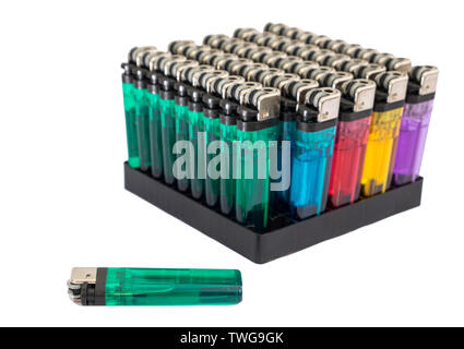 Cigarette lighter set sort,isolated on background Stock Photo