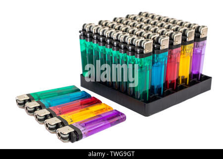 Cigarette lighter set sort,isolated on background Stock Photo