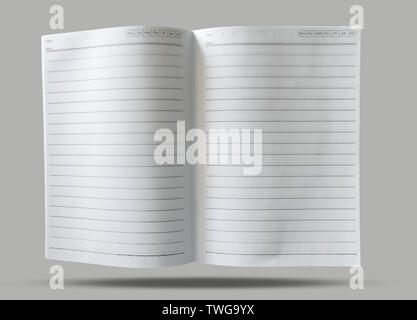 Notepad paper grid blank open,on gray background Stock Photo