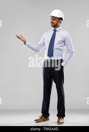 indian architect or businessman in helmet Stock Photo