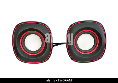 Black dual audio speakers,isolated on white background Stock Photo