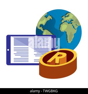 copyright of intellectual digital mobile vector illustration design Stock Vector