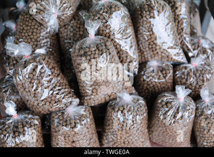 fish food in the plastic bags Stock Photo